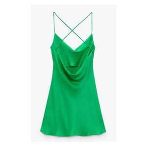 Zara green satin dress